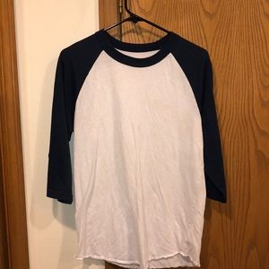 White and Navy Blue Adidas Baseball Tee